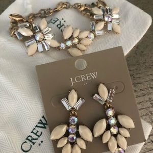 J Crew White Bone Gold Bracelet Earrings Set